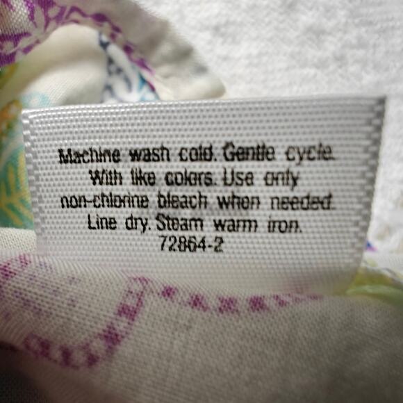 St. John’s Bay White Multicolor Floral Short Sleeve Top L NEW - Picture 7 of 8